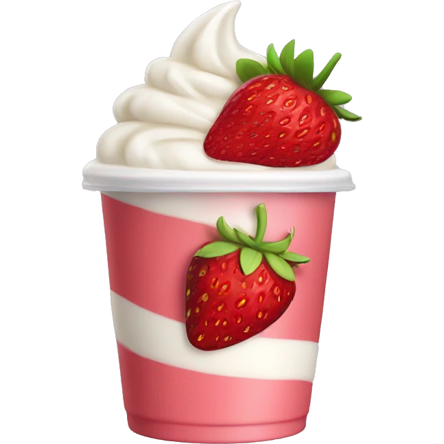 A plastic cup of strawberries and cream emoji