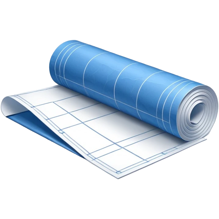 partially unrolled blue blueprint with white lines, side perspective emoji
