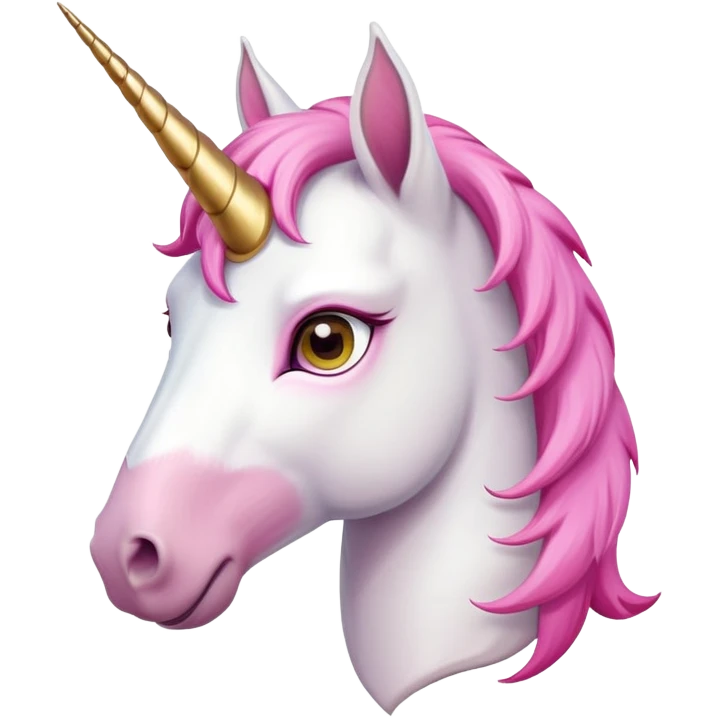 head of an anthropomorphised female unicorn horse, looking directly ahead, standard pose emoji