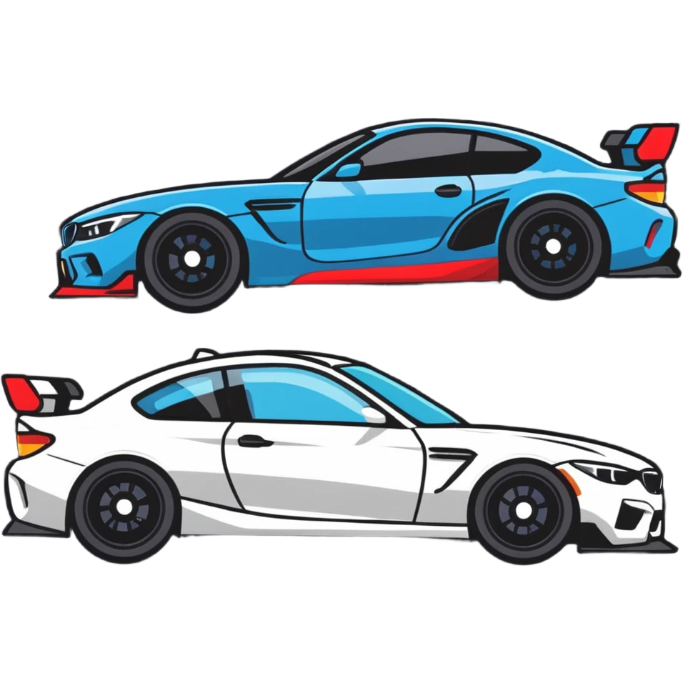 Honda and BMW cars racing, playful rivalry theme emoji