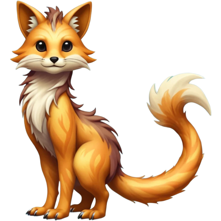 Cool hot handsome attractive shiny beautiful pretty esoteric aesthetic randomly-colored realistic furry anthropomorphic fantasy-Vernid-creature by LiLaiRa with a long tufted tail with edgy markings (full body) emoji