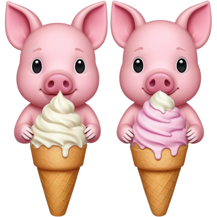 pigs with ice cream emoji