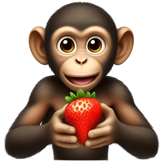 baby monkey holding a strawberry emoji