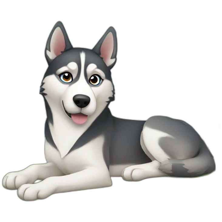 Husky resting under a Palm tree emoji