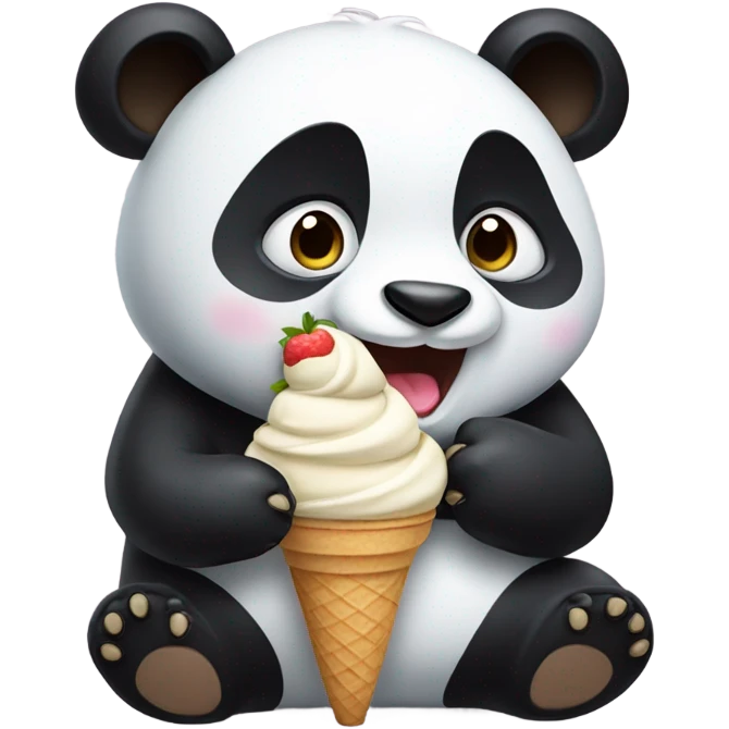 Panda eating ice cream emoji