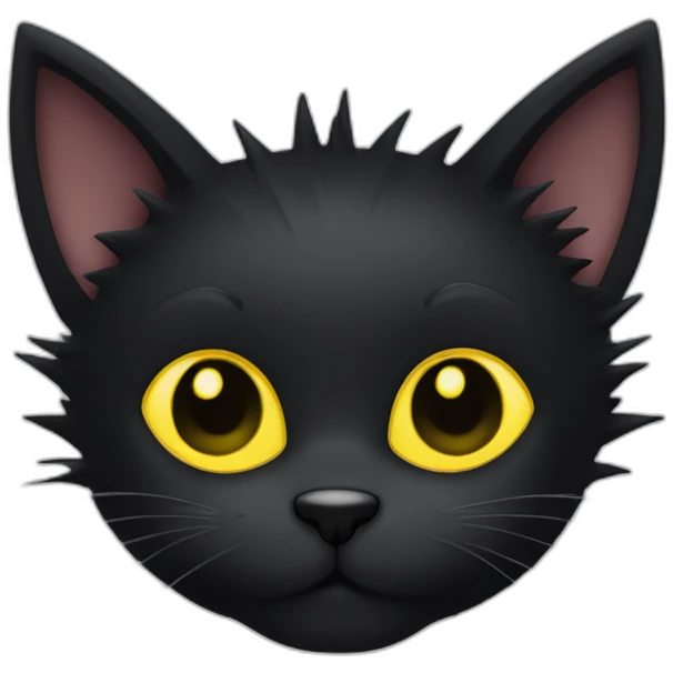Black cat with spiky fur and big yellow eyes emoji