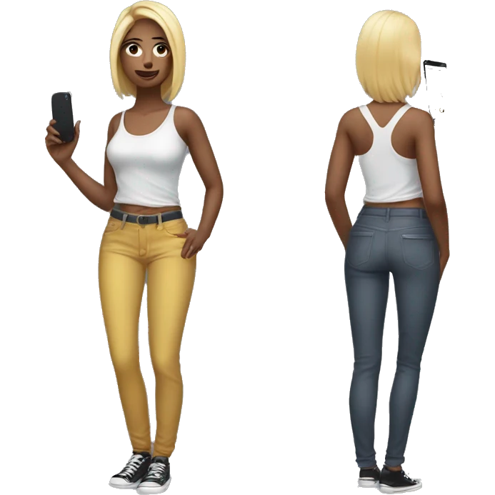 Hot girl with pants and phone emoji