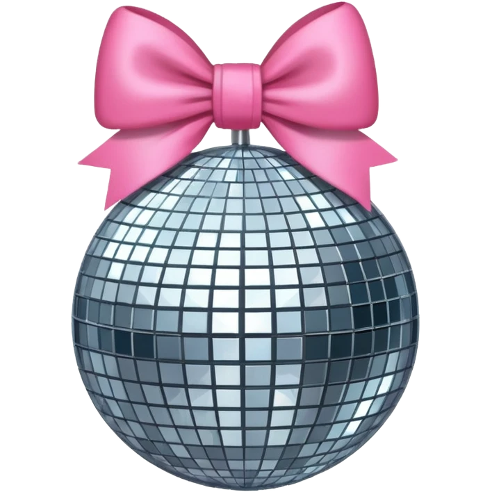 Disco ball with pink bow emoji