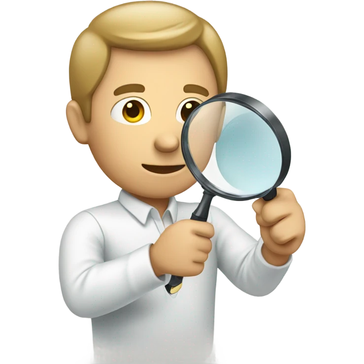 white man with 
magnifying glass in hand emoji