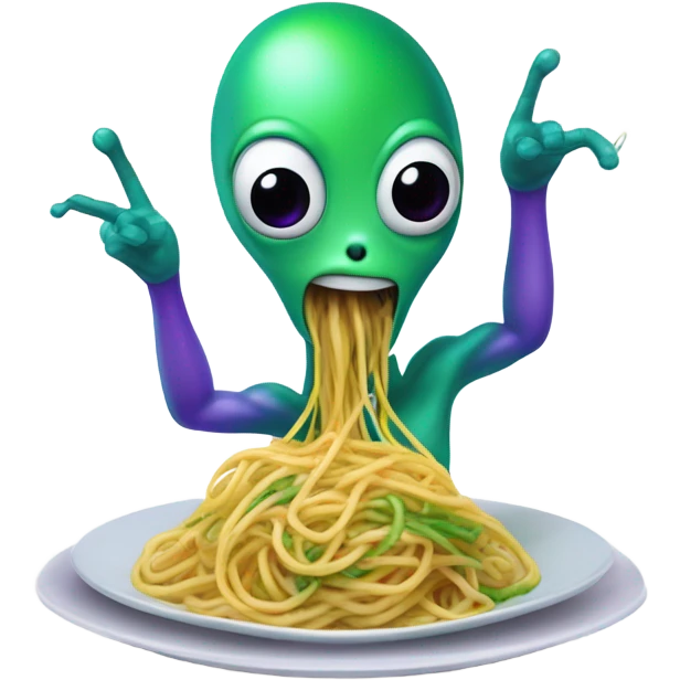 Alien eating spaghetti emoji