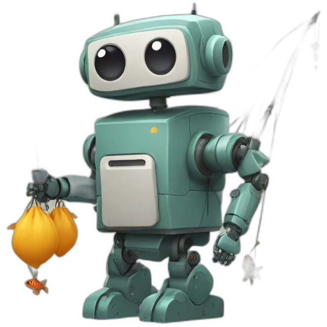 robot with fishing road emoji