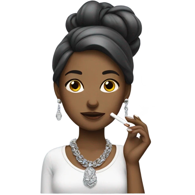 smoking girl with silver jewelry emoji