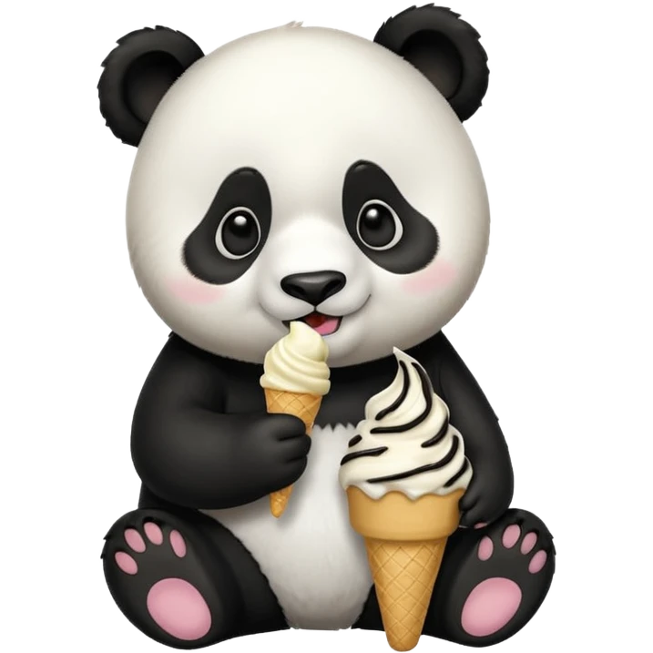 Panda eating ice cream emoji