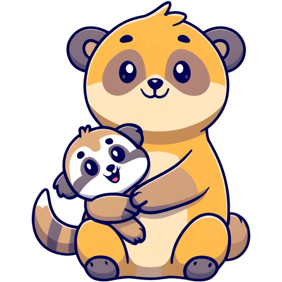 Meerkat hugging a panda emoji
