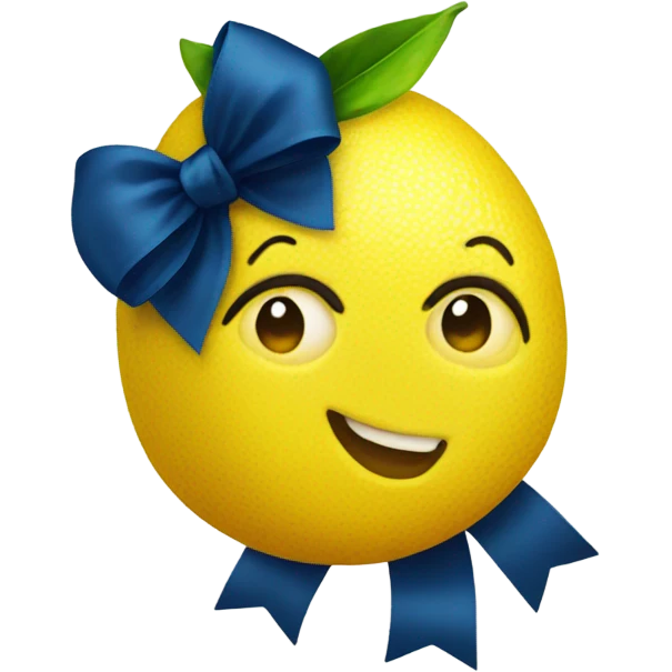 lemon with dark blue bow emoji