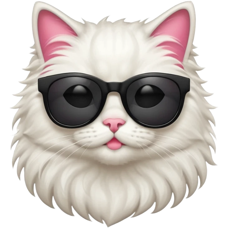 white long-haired cat wearing black sunglasses, clean modern emoji style emoji