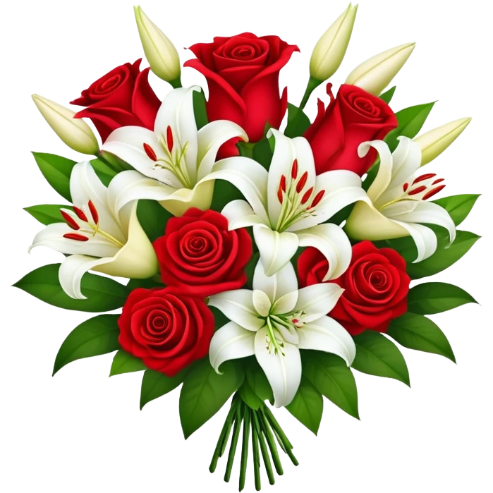 Bouquet of flowers with heart emoji