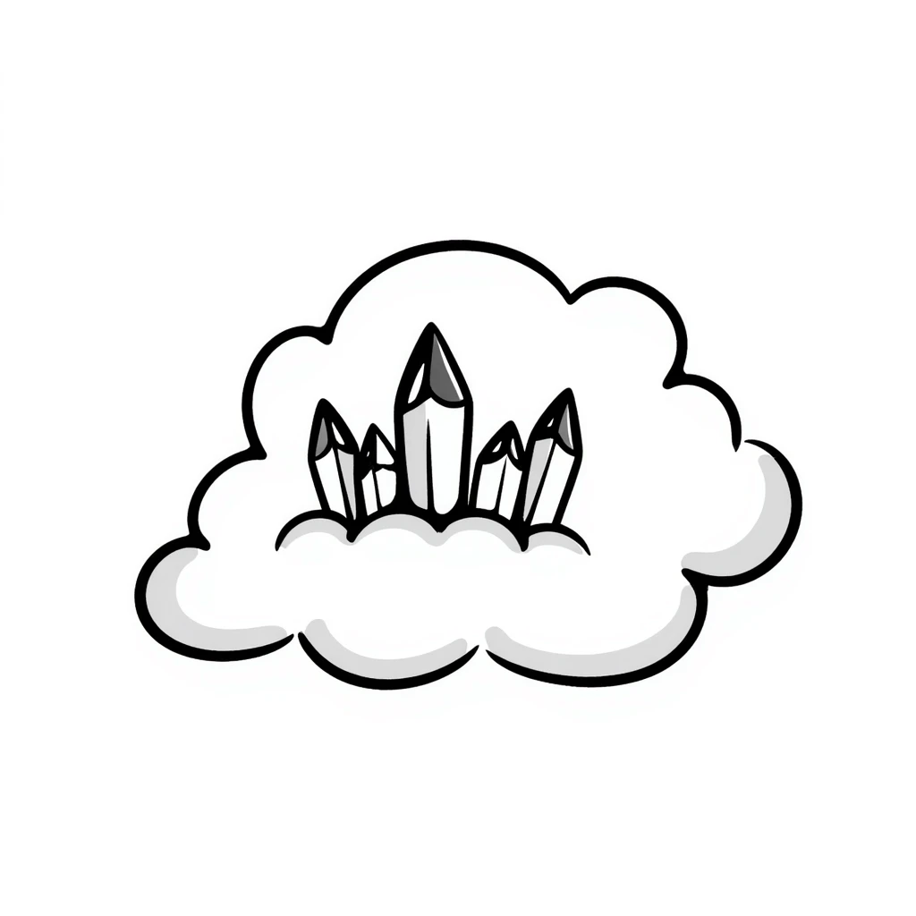 fluffy cloud with crystal formations growing from it emoji