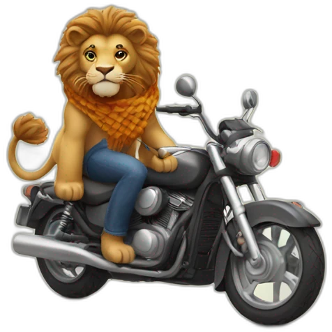 lion with scarf on motorcycle emoji