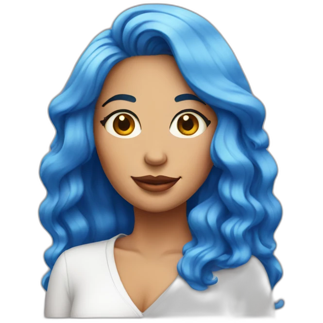lady with blue hair and egg earrings emoji