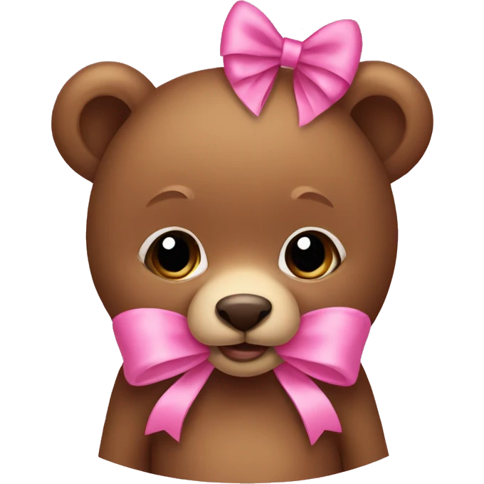 brown baby bear with two pink bows emoji