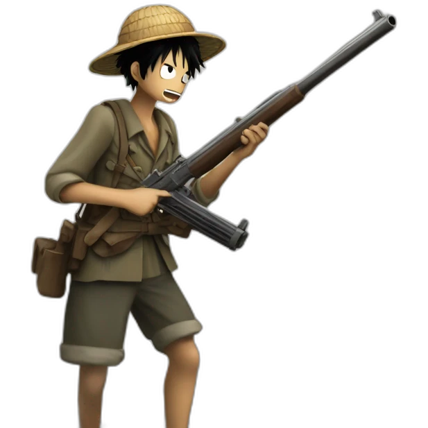 luffy with a gun in the trenches in world war 1 emoji
