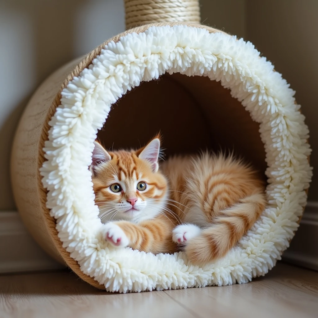 cats relaxing in a vertical playhouse emoji