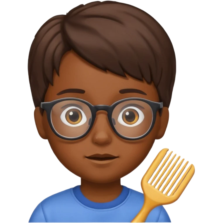 Kid with comb hair and glasses brown hair  emoji