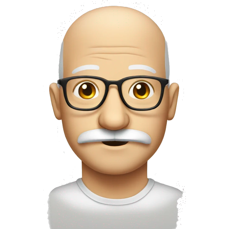 Old bald man square glasses moustache  emoji