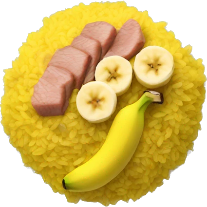 yellow rice with banana and meat emoji