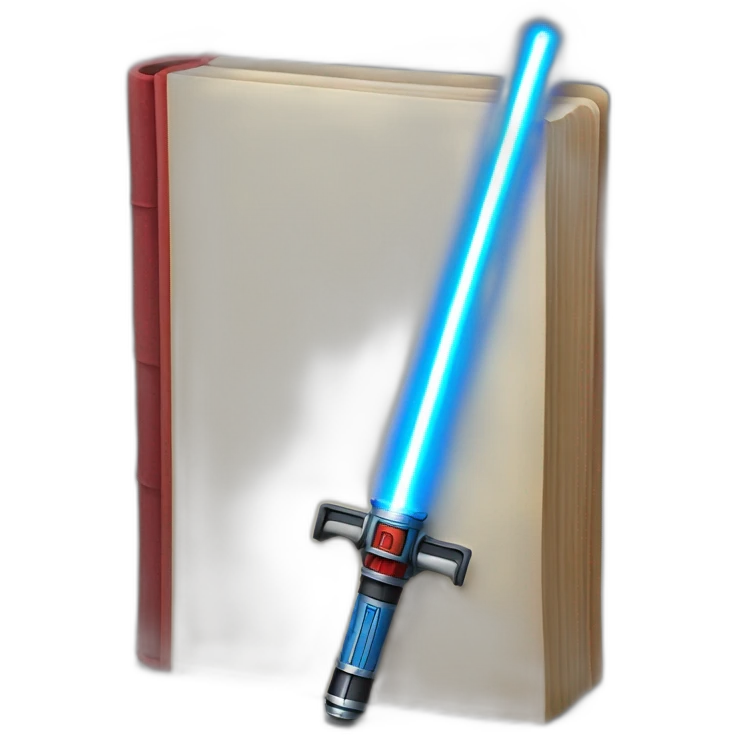 Book with a blue lightsaber and a red lightsaber emoji