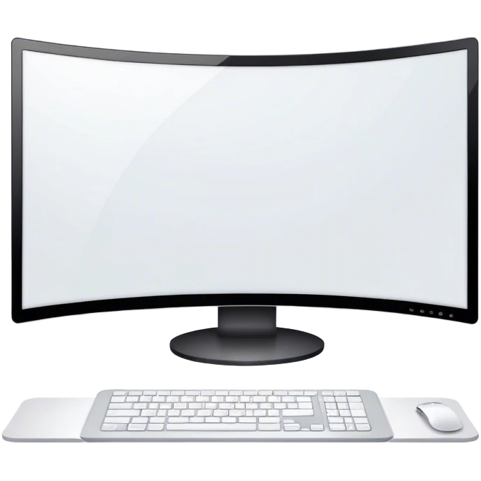 Create a professional emoji for UX/UI design. Show a curved monitor with 2 windows : one displaying white empty page, and the other showing the completed web interface. Use modern, professional colors. Do not include any emojis or smiley faces. Make the background transparent. emoji