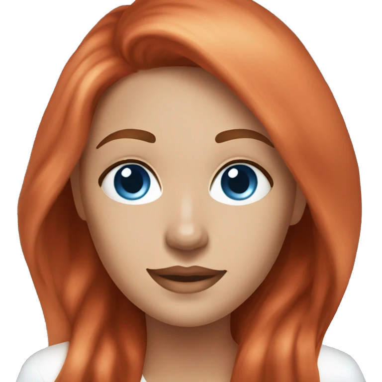 esthetician doing her skincare with long red hair and blue eyes emoji