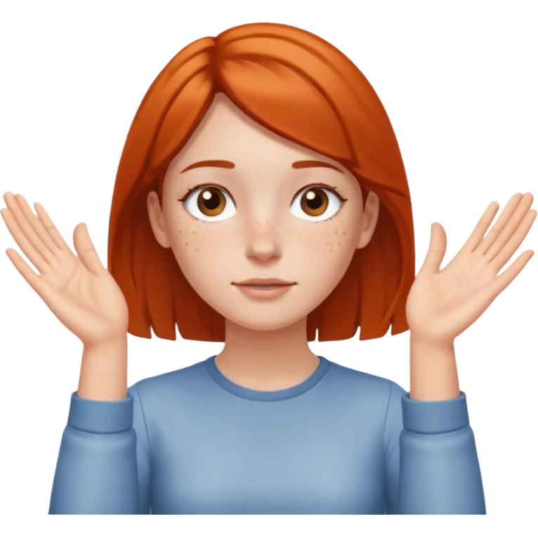 Girl with two hands in front out facing upwards  emoji