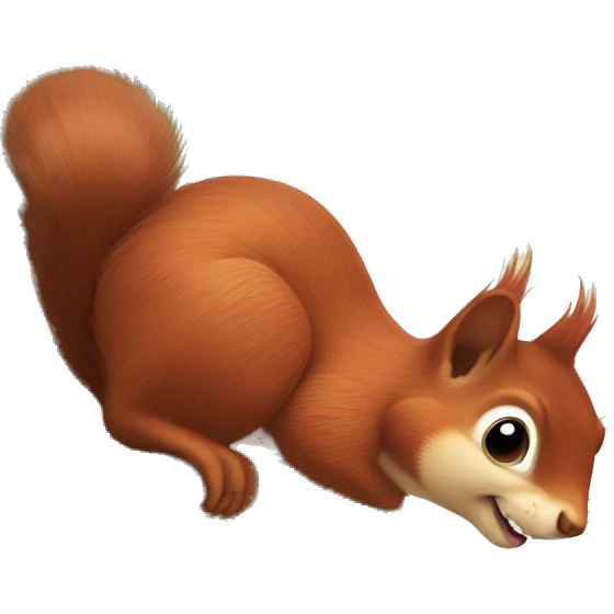 Cute red squirrel smiling with bushy tail and bushy ears no hair on head emoji