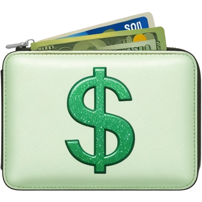 glitter white wallet green symbol $ emoji