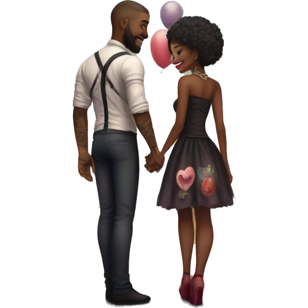 Romantic carnival date for beautiful tattooed couple emoji