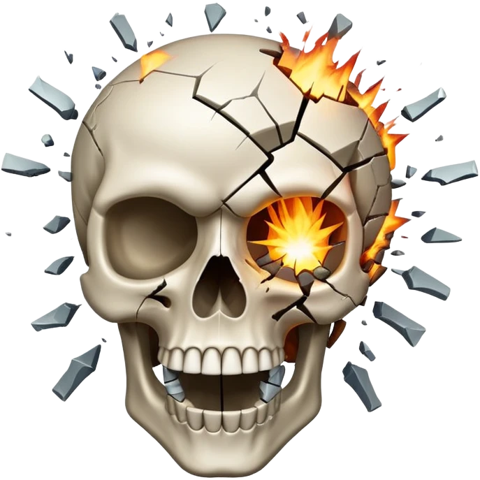 a skull emoji with its head exploding emoji