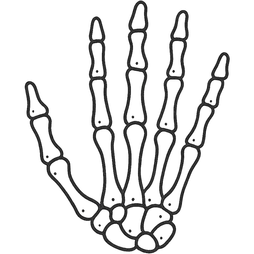 hand drawn outlined skeleton palm emoji