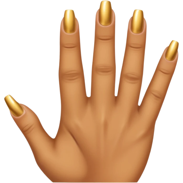 Tan skin hand with really short gold nails emoji