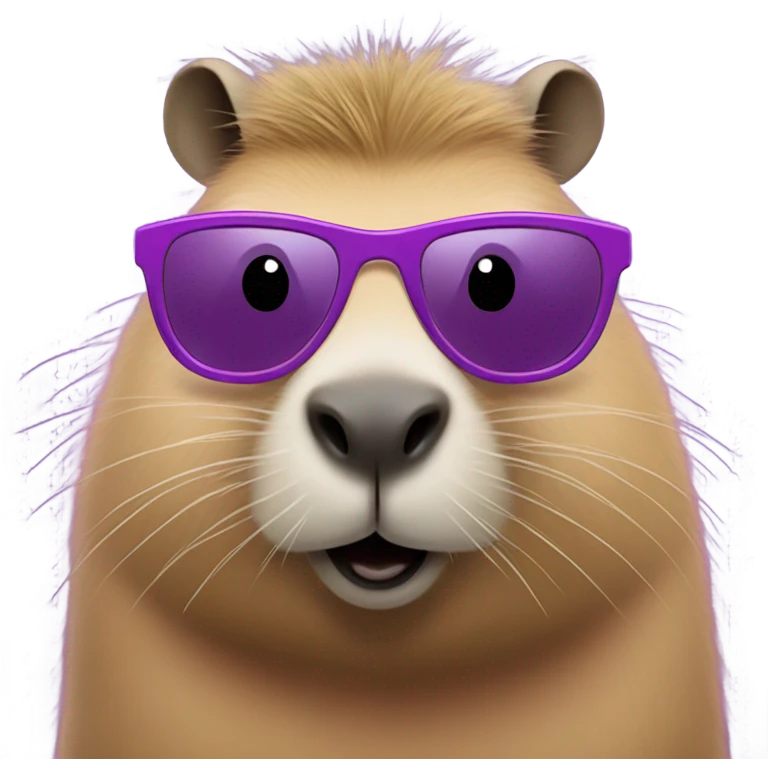 capybara with purple tutu, pink sunglasses, and red lipstick emoji