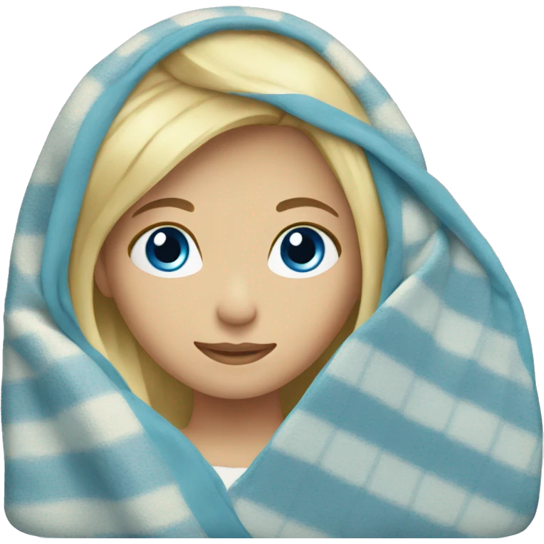 Blond girl blue eyes with blanket emoji