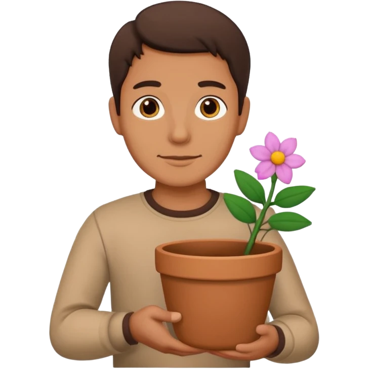 man holding a flower pot emoji