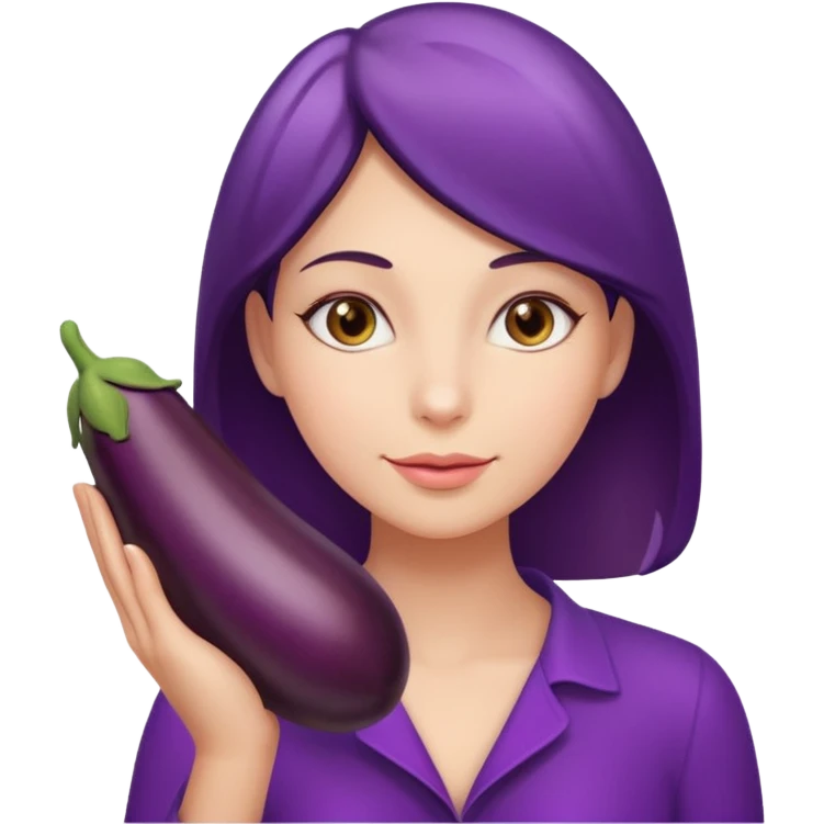 Naked woman with hand around eggplant  emoji