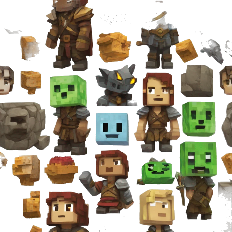 Minecraft style statue of dungeons and dragons characters  emoji