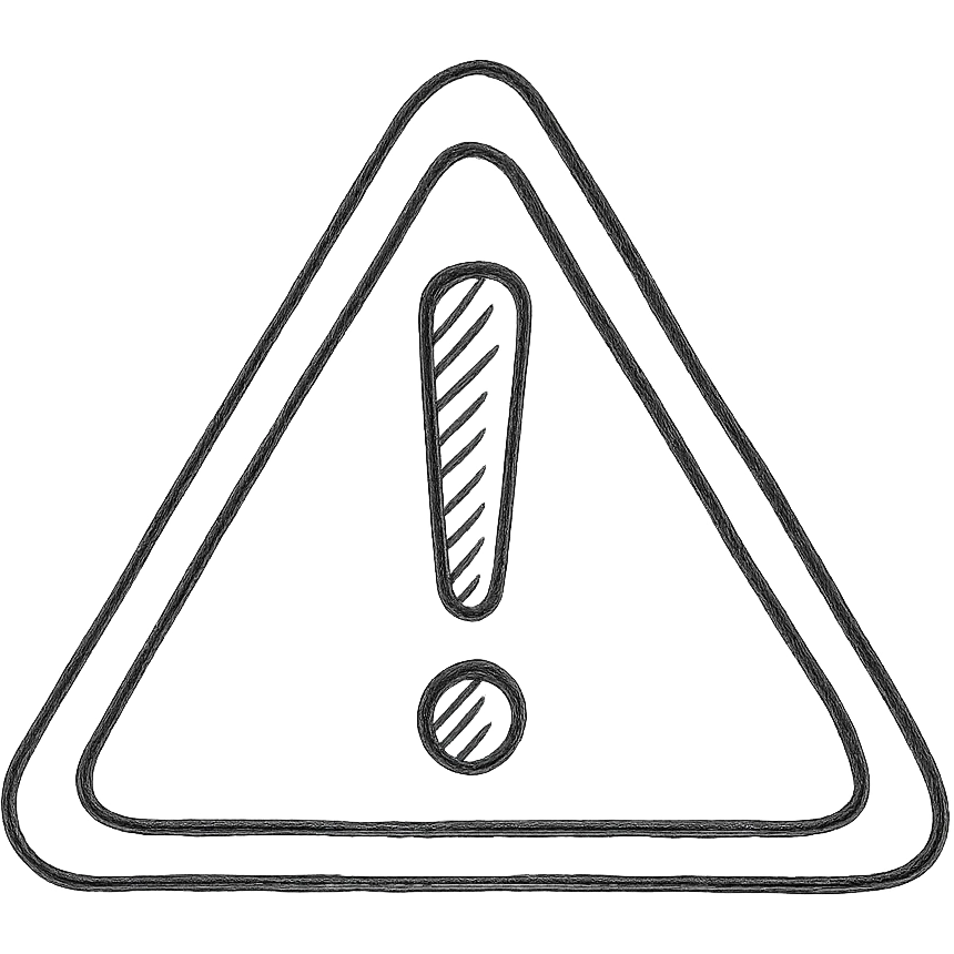 danger symbol, hand drawn, sketchy lines, black and white emoji