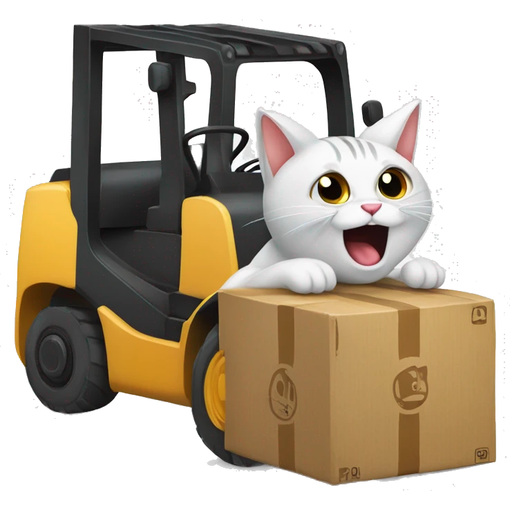 Forklift driven by a cat that is screaming emoji