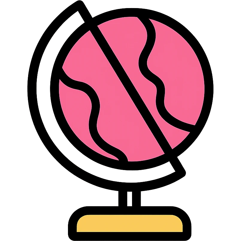 pink globe, simple and iconic, minimal details, clean lines emoji
