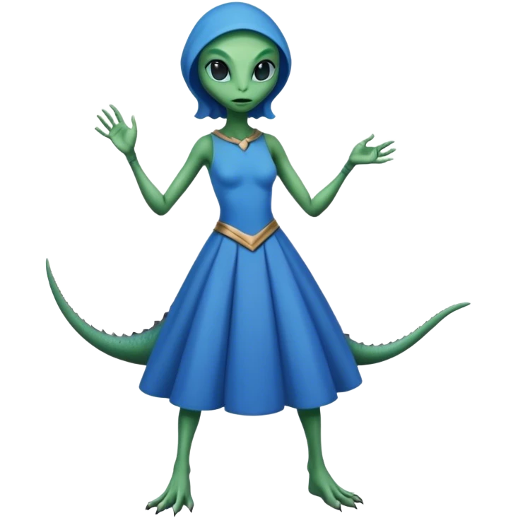 a reptilian alien woman full body, in blue dress emoji