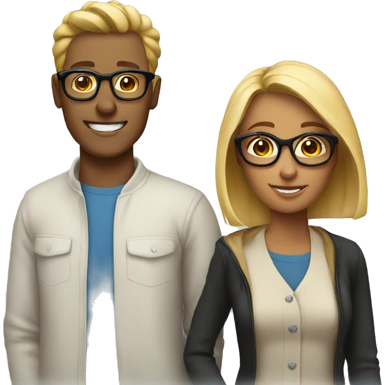 Couple with glasses on emoji